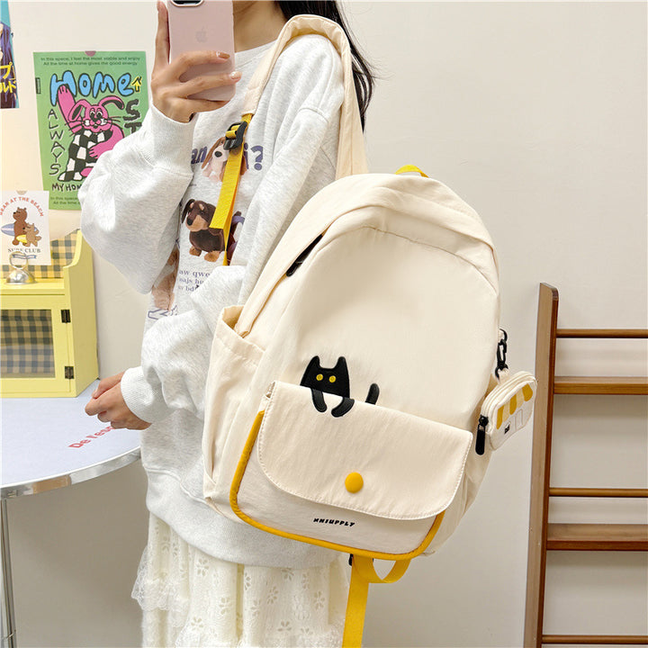 Playful backpack with cat design and versatile compartments Stornfield