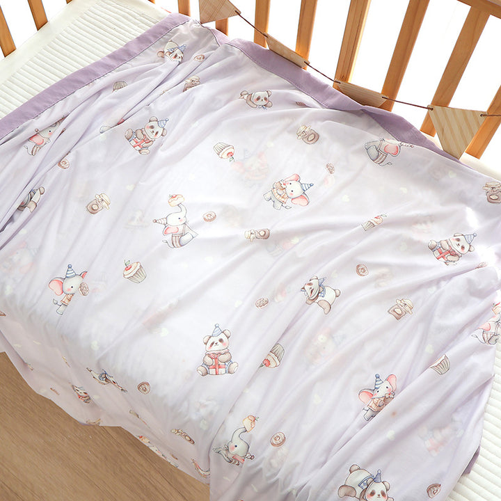 Unisex Nan cozy baby blanket made of cotton muslin with breathable filling and satin edge Stornfield