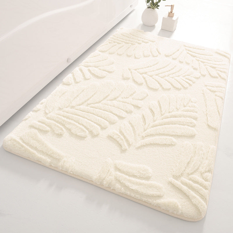 Plush Leaf-Pattern Bath Mat