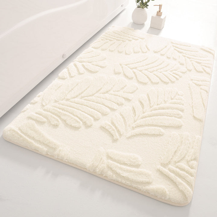 Plush Leaf-Pattern Bath Mat