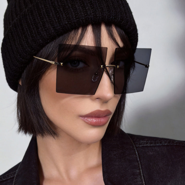 Women's fashion square sunglasses with wide lenses and delicate metal frame Stornfield