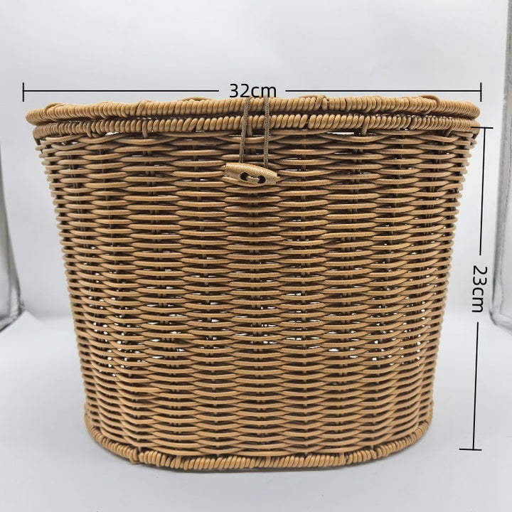 woven rattan front bicycle basket with universal handlebar mount Stornfield