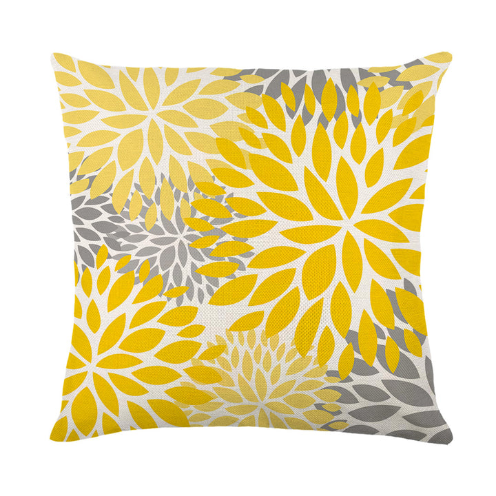 Artistic Daisy Print Linen Throw Pillow