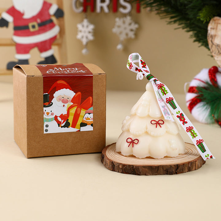 Christmas Tree-Shaped Hanging Decorative Soy Wax Ornament Candle with Star Topper
