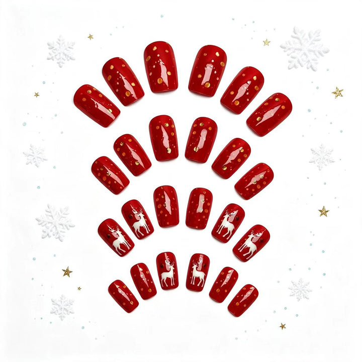 Creative artificial nails with festive reindeer design Stornfield