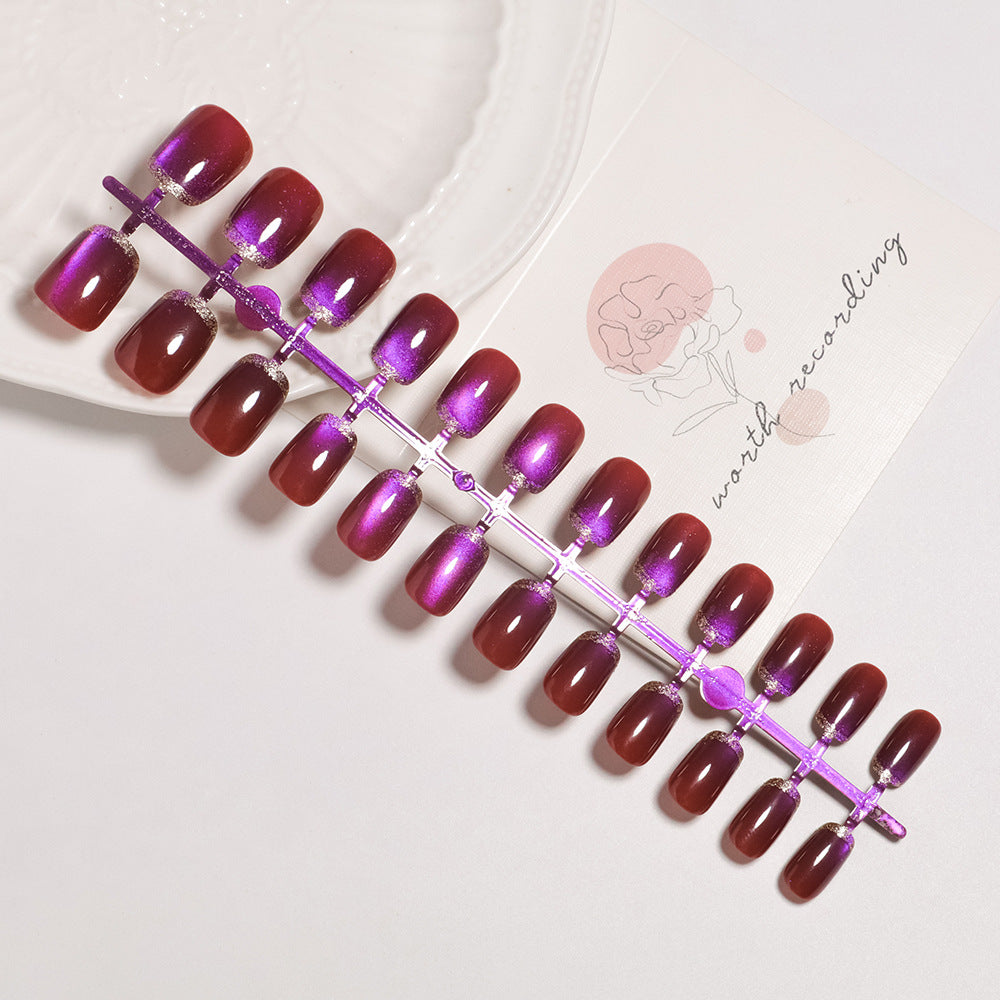 Artistic Press-On Nail Set with Glossy Ombre Finish Stornfield