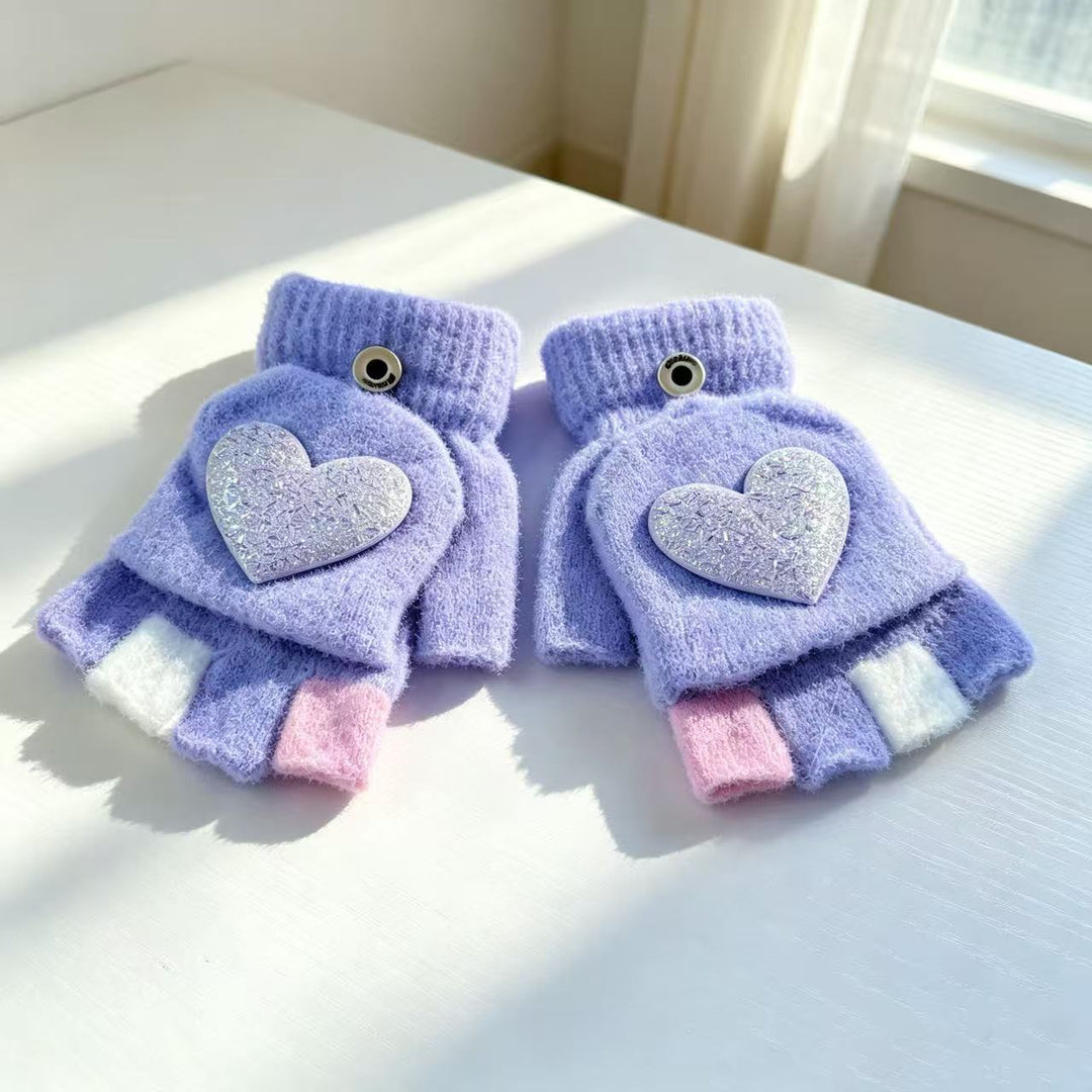 Playful Heart-Themed Fingerless Gloves Stornfield