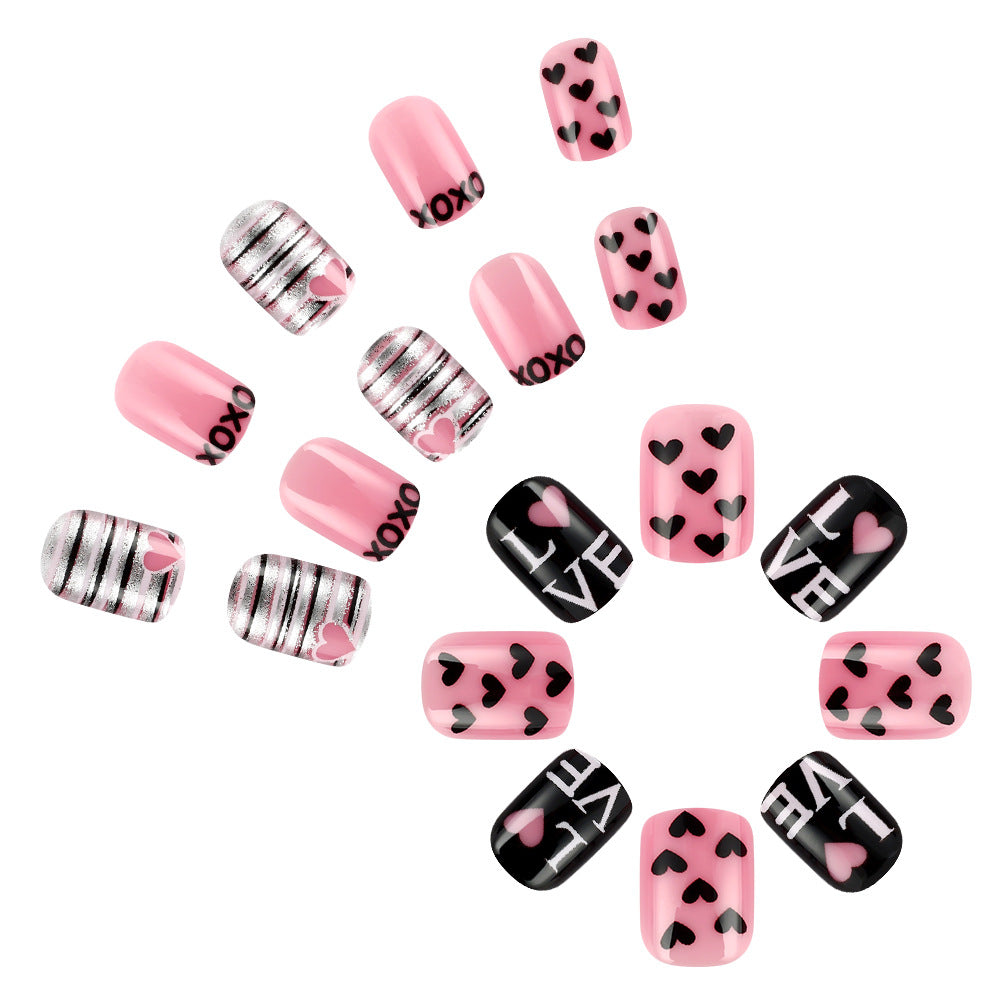Decorative Press-On Nail Art Set with Love and Heart Patterns Stornfield