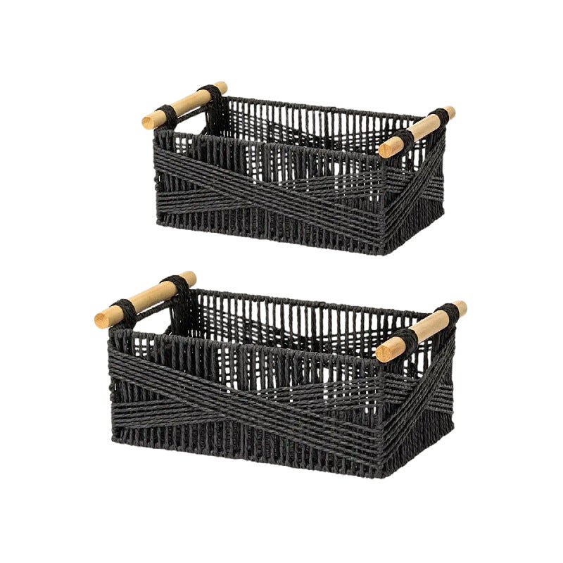 Handwoven Storage Basket with Wooden Handles Stornfield