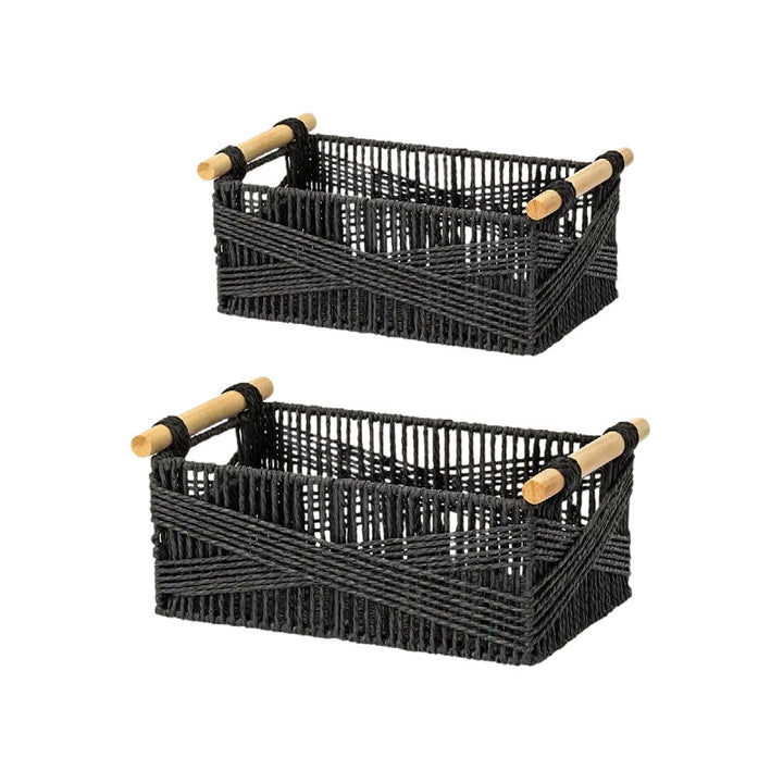 Handwoven Storage Basket with Wooden Handles Stornfield