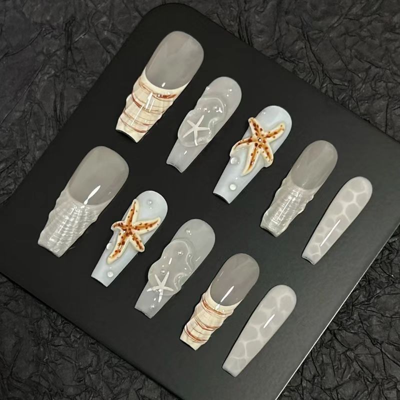 Coastal Themed Press-On Nail Art Set