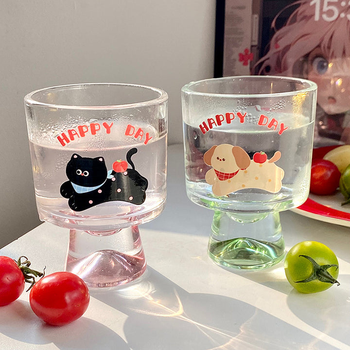 Glass chalice with cheerful cat motif Stornfield