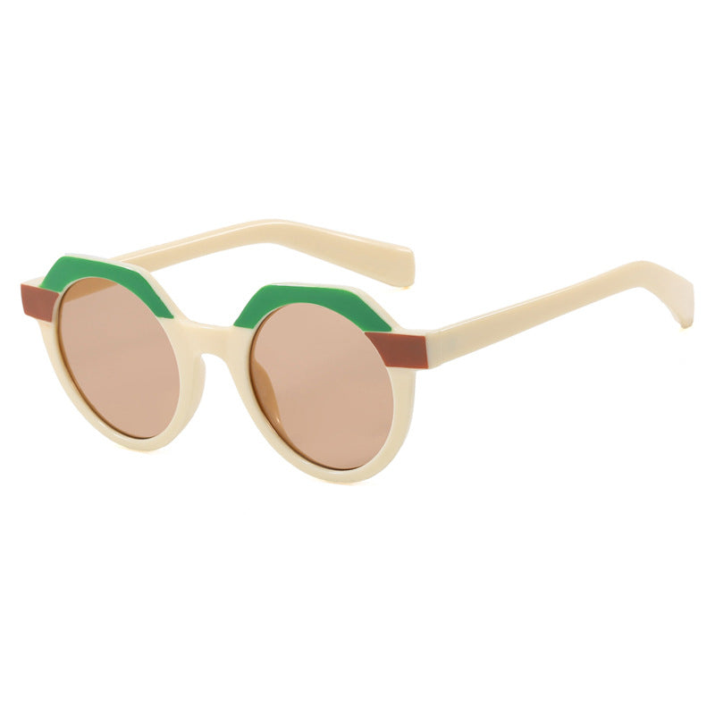 Ladies extravagant round sunglasses with colored accented frame Stornfield