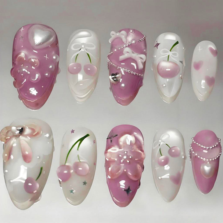 Artificial nail set with creative heart and flower designs Stornfield