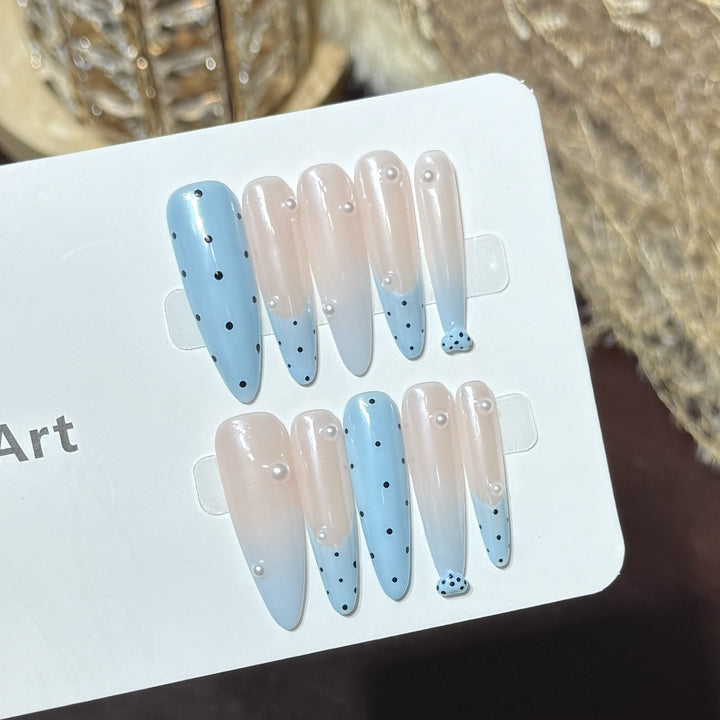 Decorative Press-On Nail Set with Unique Dot Design Stornfield