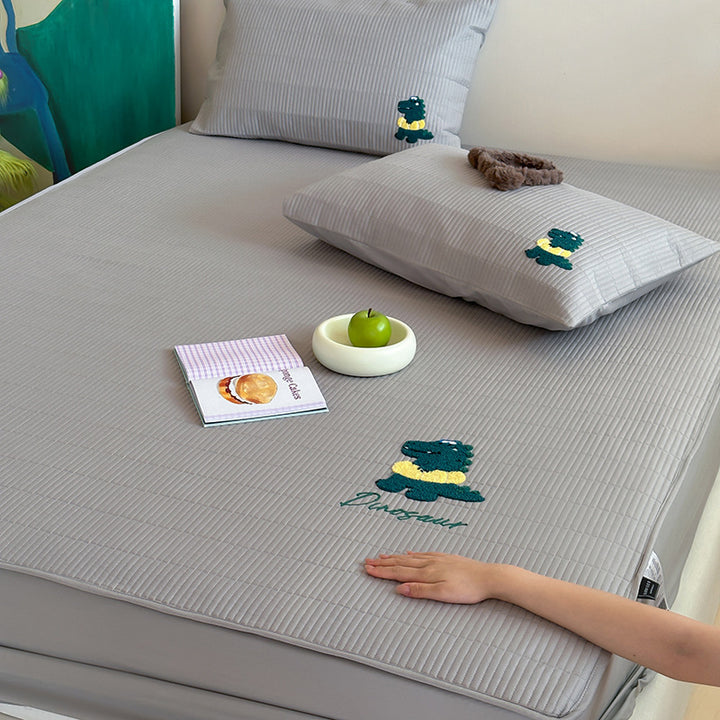 Quilted Fitted Mattress Topper with Embroidered Panda Motif