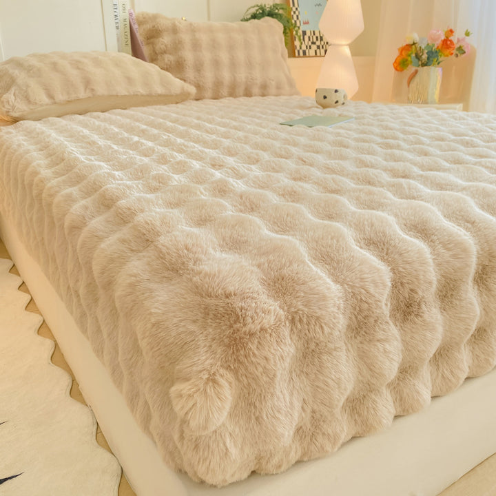 Plush Textured Furry Bedspread