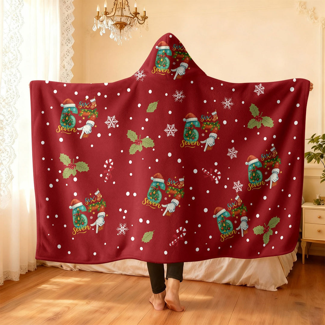 Festive Holiday-Themed Hooded Blanket