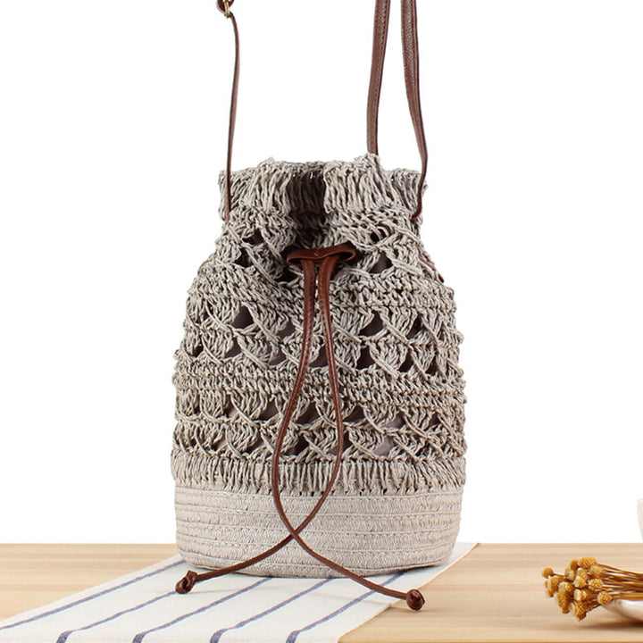 Designer Backpack Made of Natural Weave with Leather Accents Stornfield