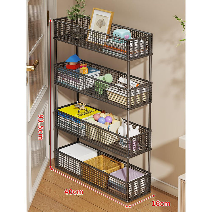 Slim Vertical Mesh Basket Organizer Rack for Narrow Spaces