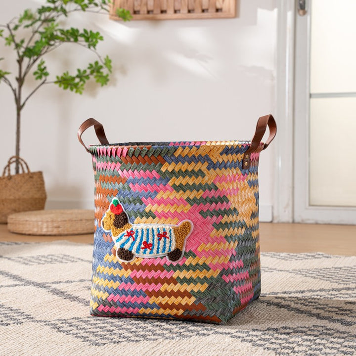 Handcrafted basket with animal pattern Stornfield