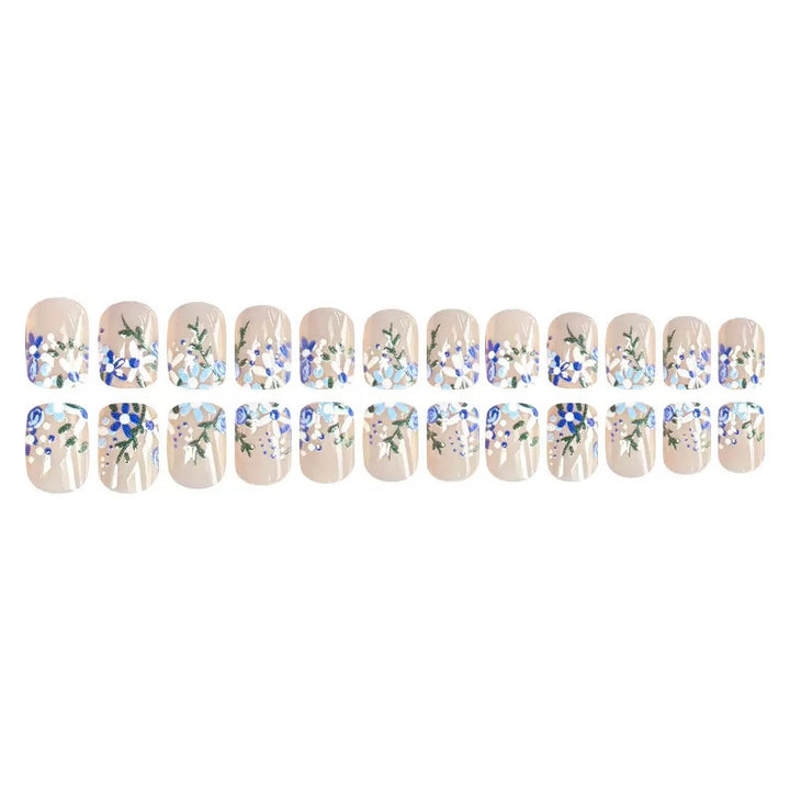 Artificial nail set with elegant floral decorations Stornfield