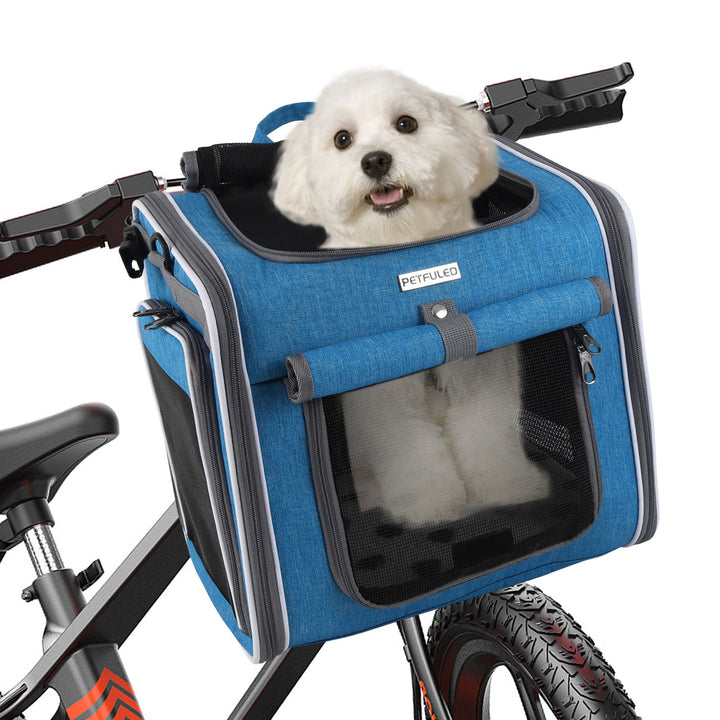 breathable bike-mounted pet carrier with mesh ventilation, top-entry access and safety leash Stornfield
