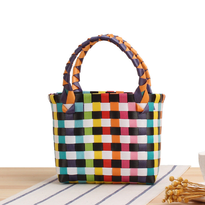 Handcrafted Tote Bag in Modern Check Pattern Stornfield