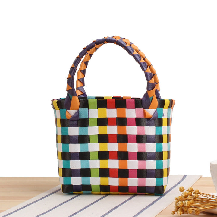 Handcrafted Tote Bag in Modern Check Pattern Stornfield