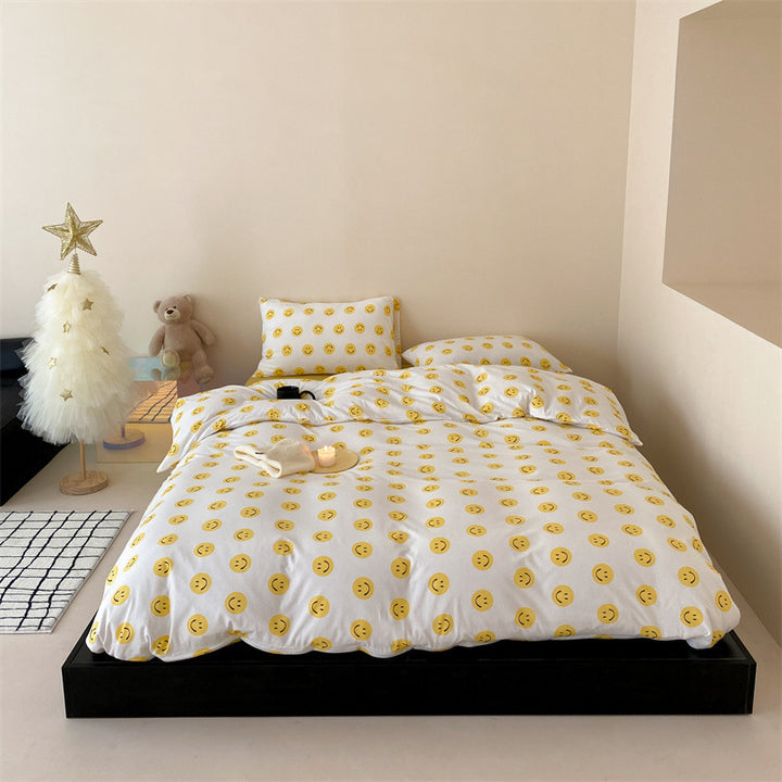 Finest cotton satin bed cover set with delicate floral print and breathable comfort cover