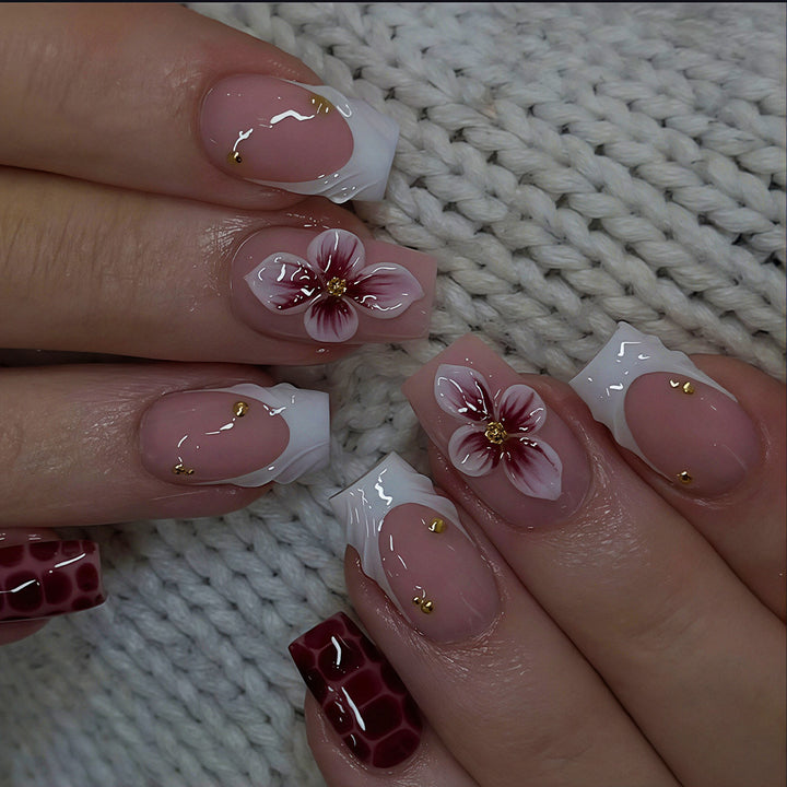 Elegant Floral Acrylic Nail Art Tips Stornfield