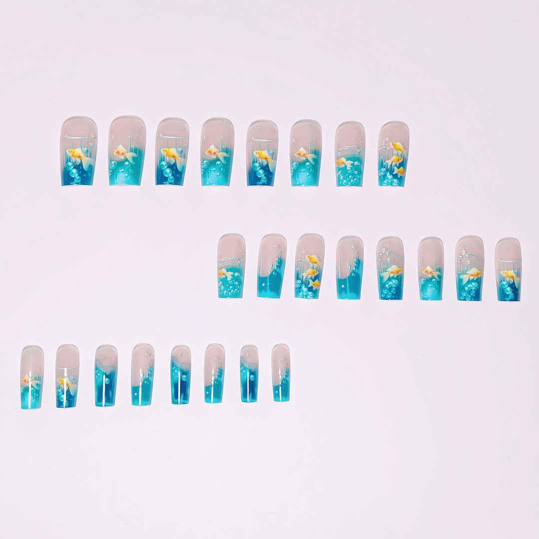 Creative art nails with maritime goldfish design Stornfield