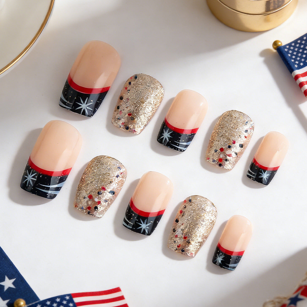 Decorative Press-On Nail Art Set with Glitter Accents Stornfield
