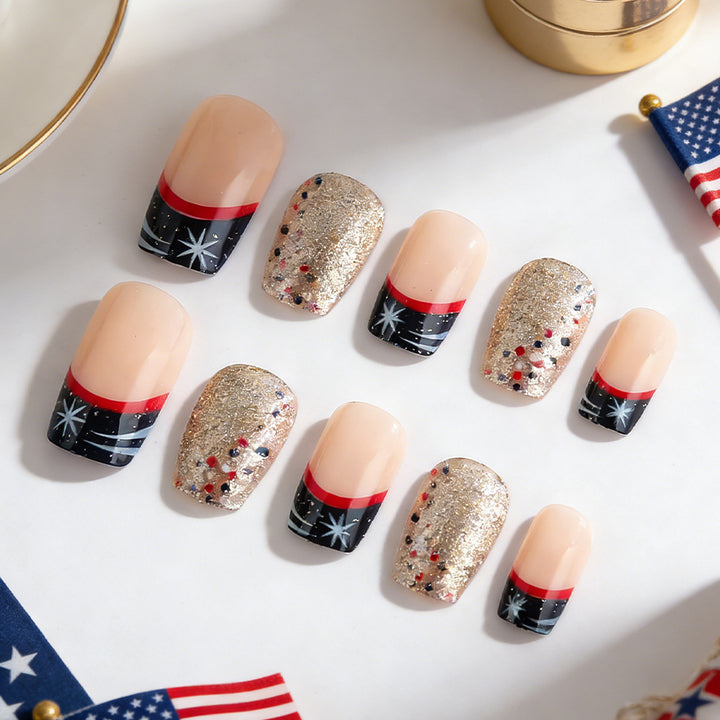 Decorative Press-On Nail Art Set with Glitter Accents Stornfield