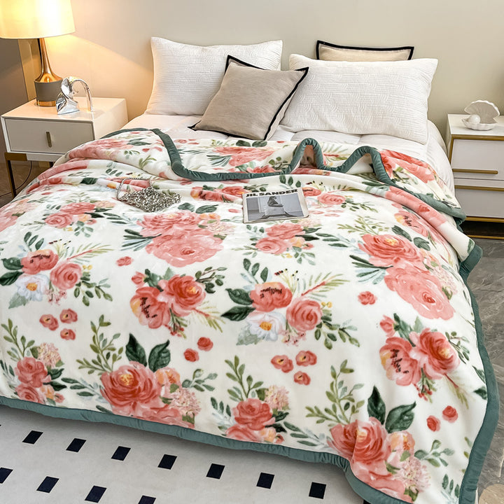 Floral Patterned Fleece Throw Blanket Stornfield