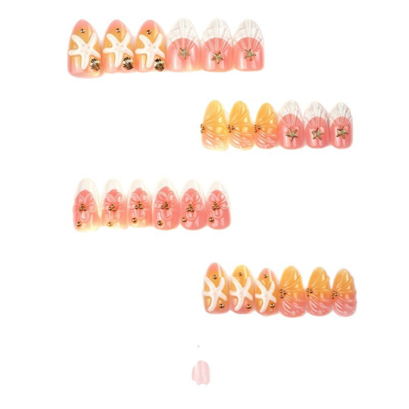 Artistic Press-On Nail Set with Unique Summer Designs Stornfield
