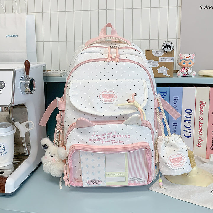 Polka Dot Design Backpack with Multiple Compartments Stornfield
