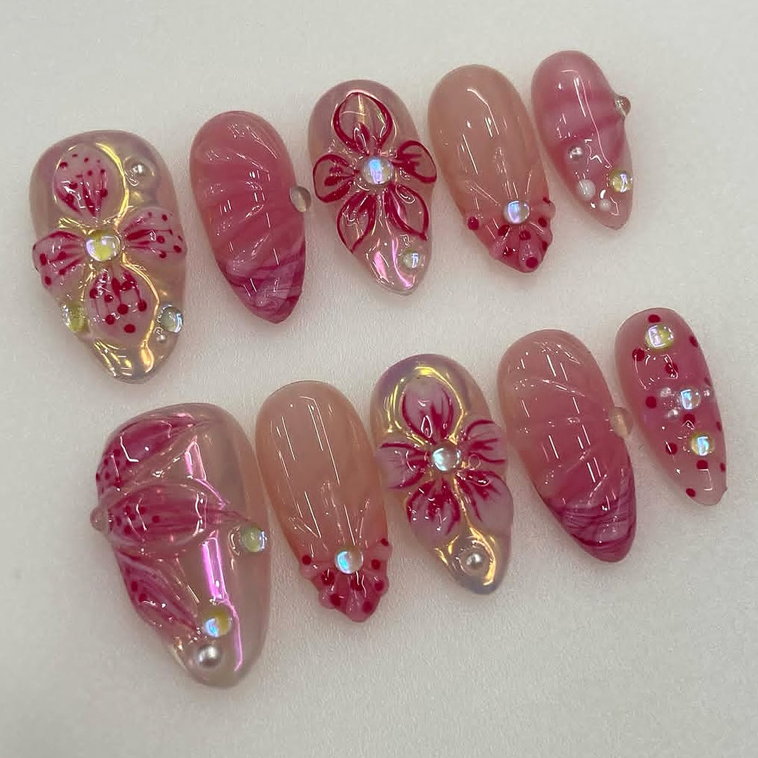 Floral Embellished Press-On Nail Art Set Stornfield 1790636586