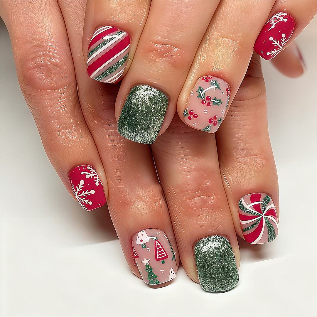 Artificial Nail Set with Colorful Flower Patterns Stornfield