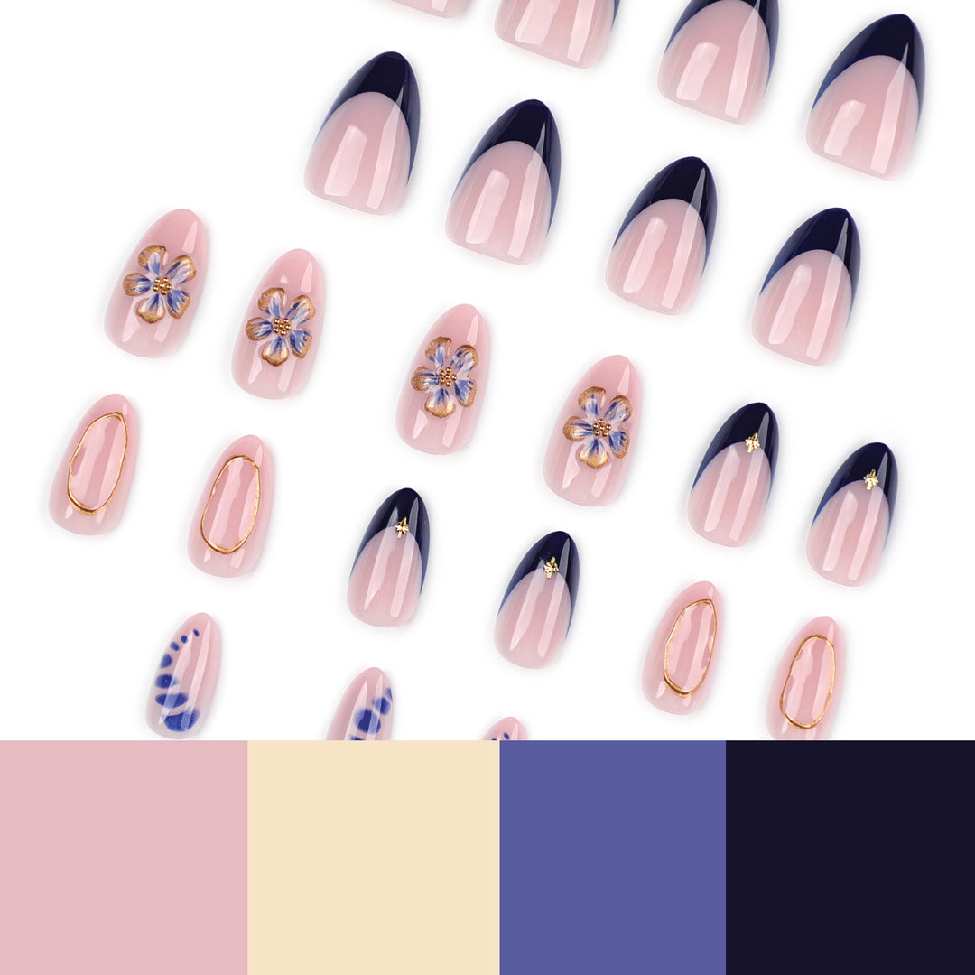 Exquisite artificial nails with elegant 3D flowers and noble accents Stornfield