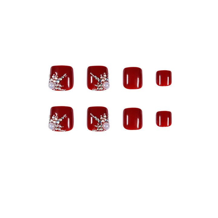Artful toenail design with elegant rhinestone design Stornfield