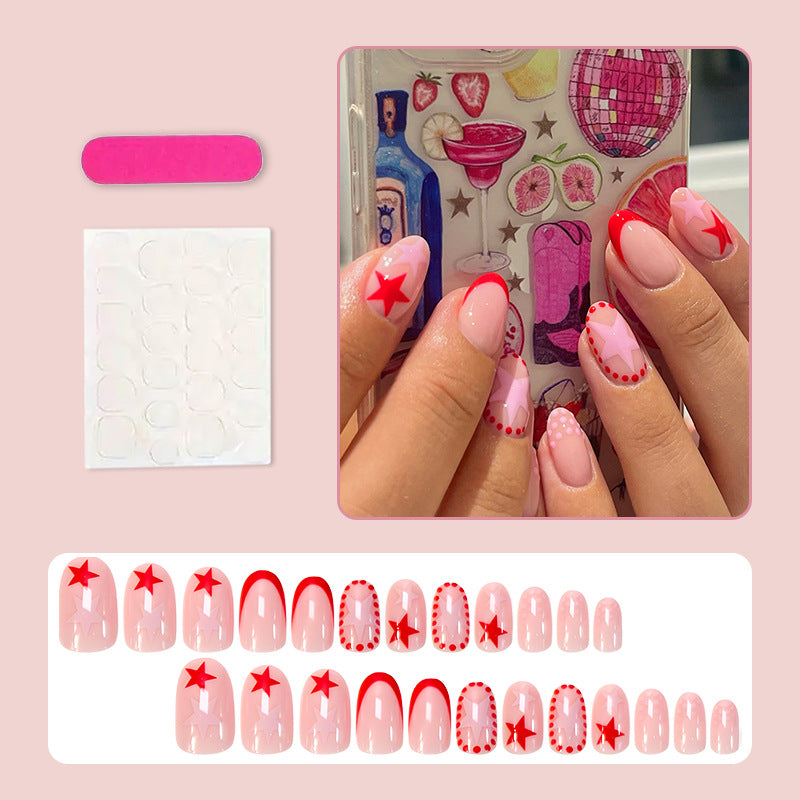 Artificial nail set with creative star designs and glossy finish Stornfield