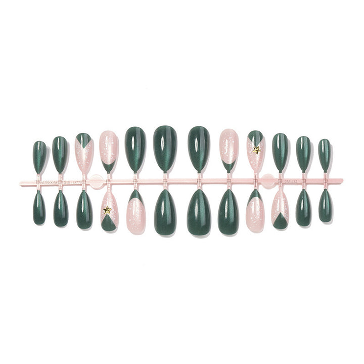 Artificial nail set with festive Christmas design and glitter accents Stornfield