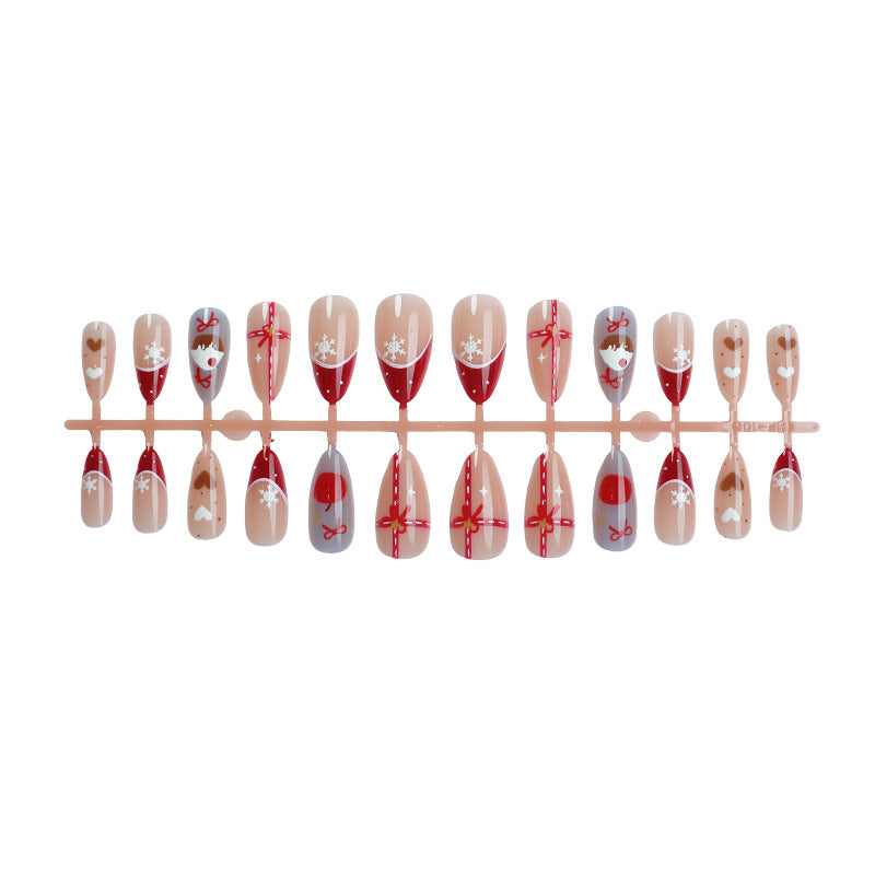 Festive Holiday-Themed Press-On Nail Art Set 1790738334