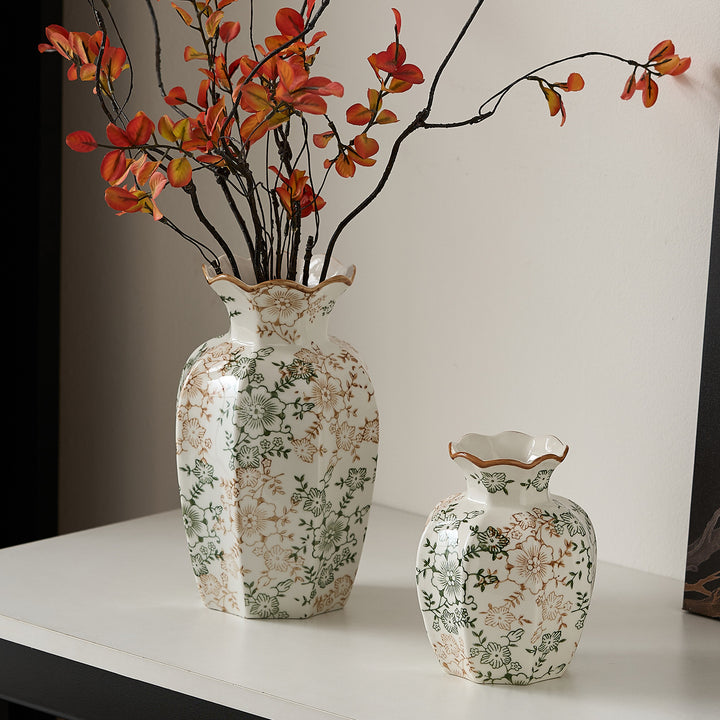 Elegant ceramic vase with floral pattern Stornfield