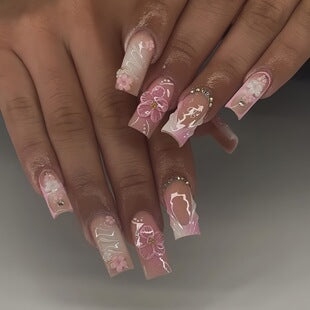 Creative 3D Bow and Pearl Nail Extensions Stornfield