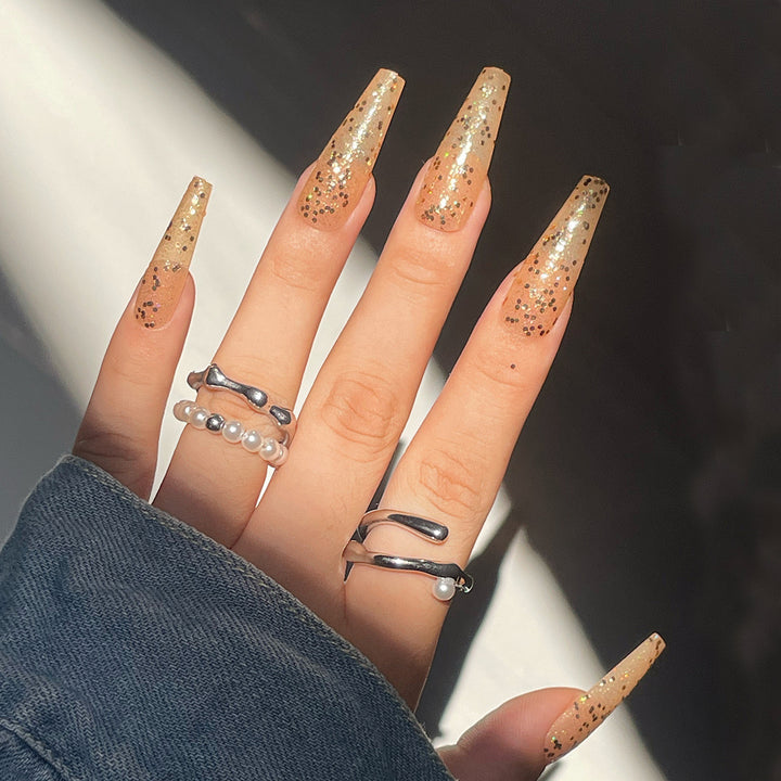 Glittering Long Stiletto Nail Extensions Stornfield
