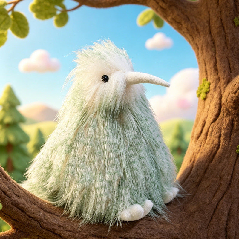 Long-Haired Faux-Fur Decorative Bird Plush Figurine with Soft Beak & Stable Base Stornfield
