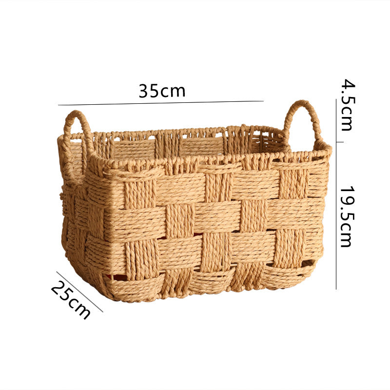 Structured storage basket made of natural material Stornfield