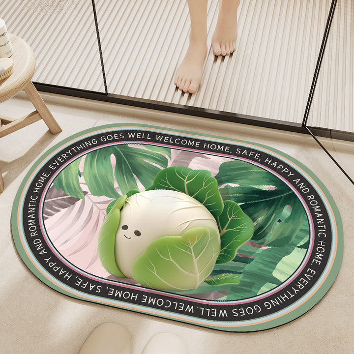 Whimsical Cabbage-Themed Welcome Mat Stornfield